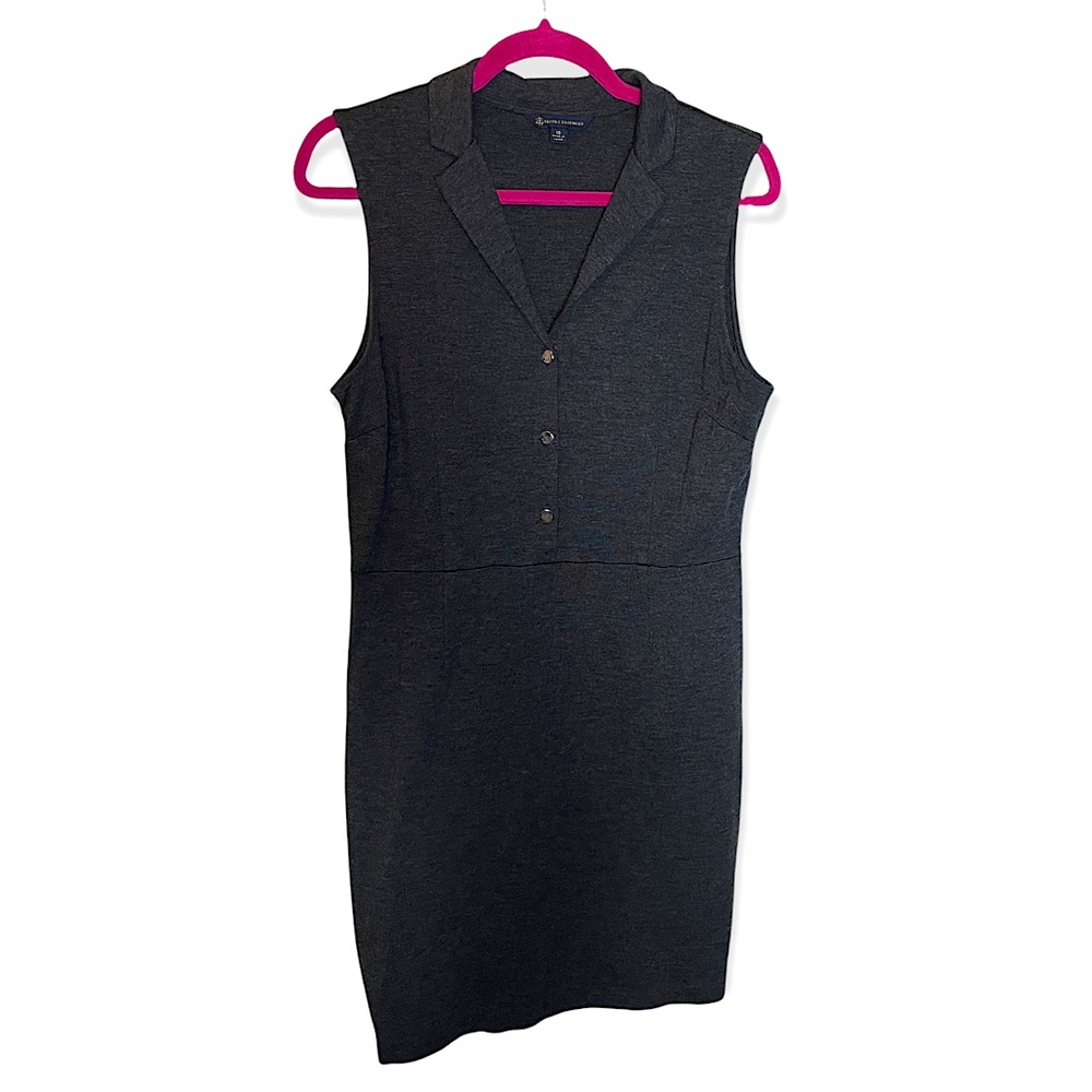 Brooks Brothers Grey Sleeveless Button Down Dress with Collar size 10